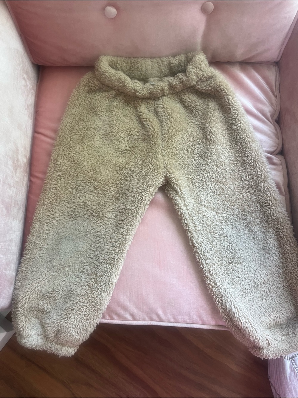 Kids Cozy Sherpa Joggers in Light Tan